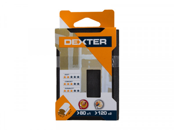 BLOC ABRASIF BOIS 100X70 GRAIN ASSORTIS DEXTER 3PCS