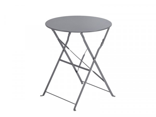 TABLE PLIANTE FLORA ACIER GRIS ANTHRACITE DIAMETRE 60 CM