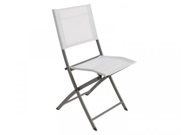 CHAISE PLIANTE EMYS ACIER TEXTYLENE GRIS CLAIR