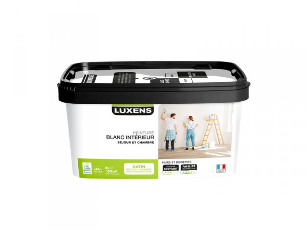 PEINTURE BLANC INTERIEUR SEJOUR ET CHAMBRE LUXENS SATIN 5L