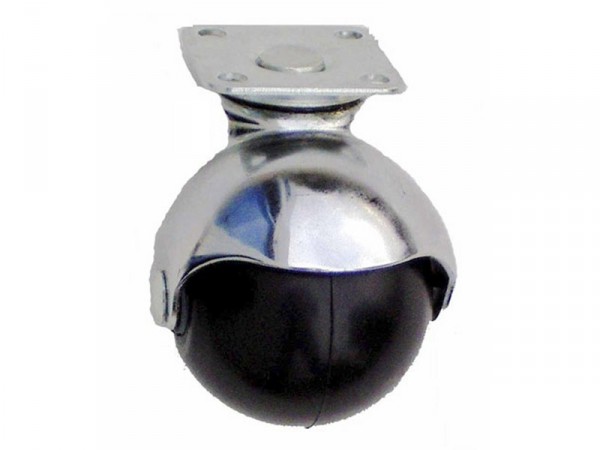 ROULETTE PIVOTANTE PLATINE NOIRE CAOUTCHOUC DIAMETRE 40MM CHROME
