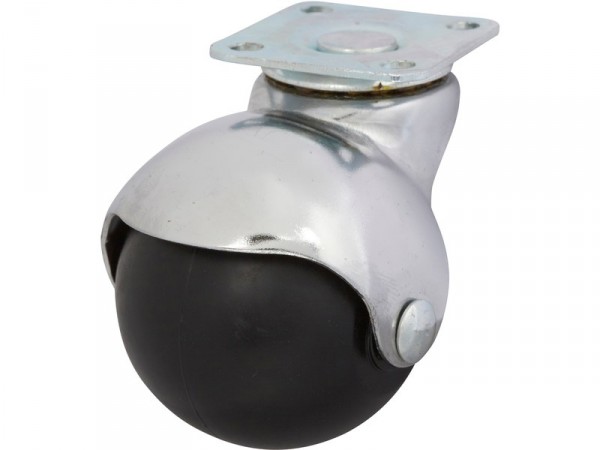 ROULETTE PIVOTANTE PLATINE NOIRE CAOUTCHOUC DIAMETRE 50MM CHROME