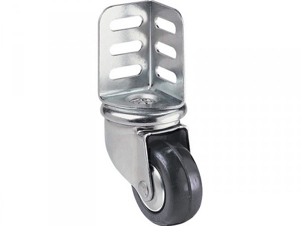 ROULETTE PIVOTANTE PLATINE GRIS CAOUTCHOUC DIAMETRE 50MM CORNIERE