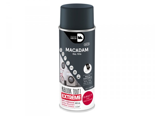 PEINTURE AEROSOL GRIS MACADAM SATIN RELOOK TOUT EXTREME 0.400L
