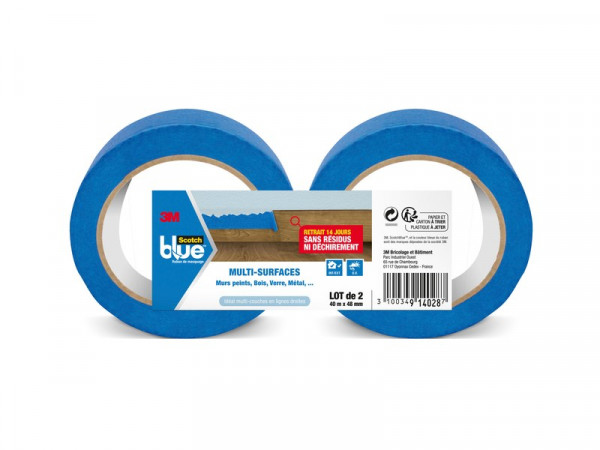 RUBAN DE MASQUAGE MULTI SURFACES SCOTCHBLUE 40MX48MM LOT DE 2