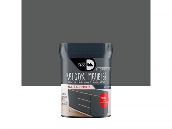 PEINTURE RELOOK MEUBLE GRIS BETON SATINE MAISON DECO 0.2L