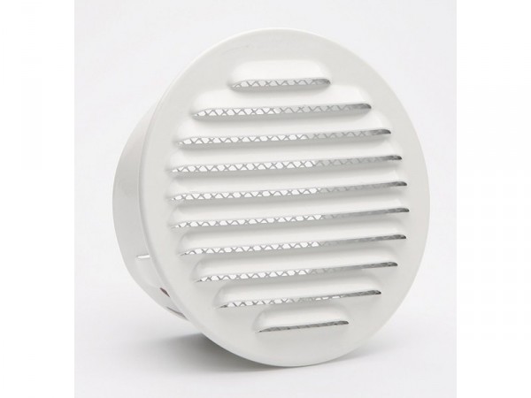 GRILLE AERATION 100 ALU BLANC  + MOUSTIQUAIRE