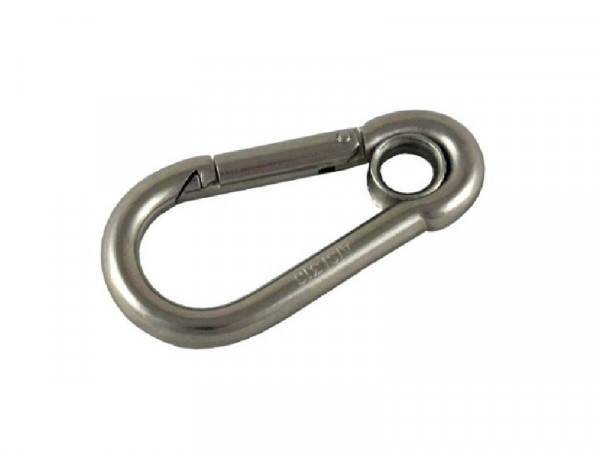 MOUSQUETON POMPIER À OEIL 6MM INOX A4 / AISI 316