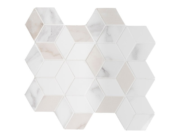 MOSAIQUE MUR MURANO HEXA BLANC CARRARE 28X26CM
