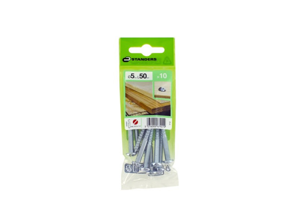 VIS BOIS TETE RONDE FENDUE 5X50MM ACIER ZINGUE SACHET 10