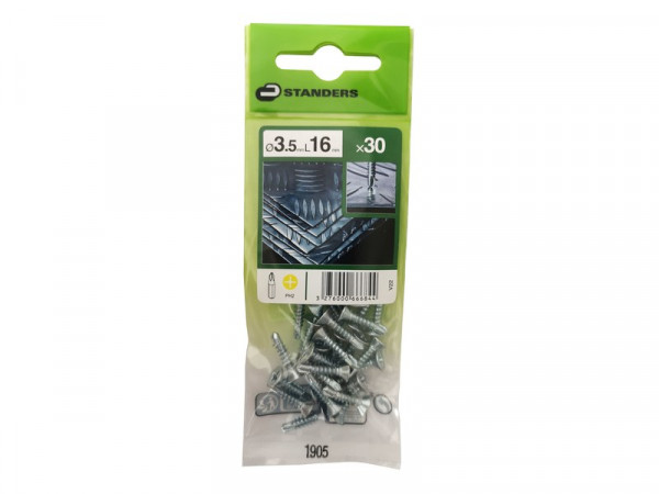 VIS TOLE TETE FRAISEE PHILIPS AUTOFORANTE 3.5X16MM ACIER ZING SACHET30