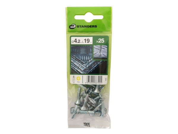 VIS TOLE TETE FRAISEE PHILIPS AUTOFORANTE 4.2X19MM ACIER ZING SACHET25