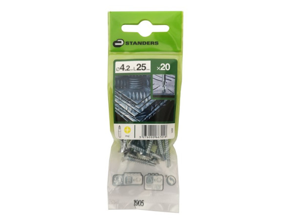 VIS TOLE TETE FRAISEE PHILIPS AUTOFORANTE 4.2X25MM ACIER ZING SACHET20