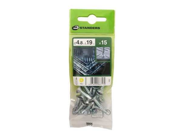 VIS TOLE TETE FRAISEE PHILIPS AUTOFORANTE 4.8X19MM ACIER ZING SACHET15