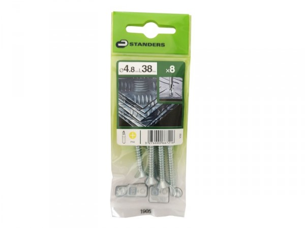 VIS TOLE TETE FRAISEE PHILIPS AUTOFORANTE 4.8X38MM ACIER ZING SACHET 8
