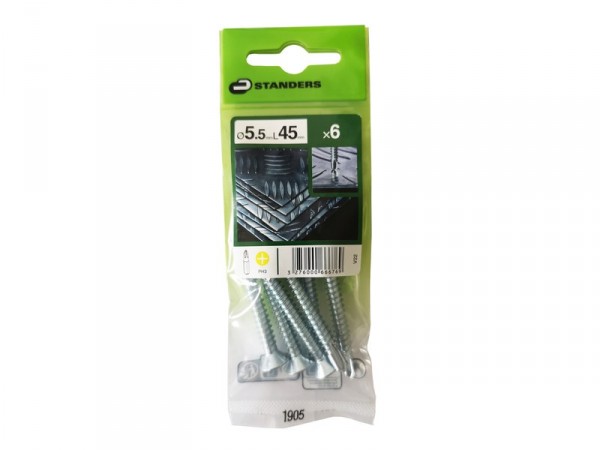 VIS TOLE TETE FRAISEE PHILIPS AUTOFORANTE 5.5X45MM ACIER ZING SACHET 6