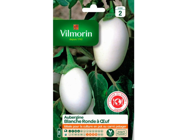 AUBERGINE BLANCHE RONDE A ÅUF SACHET SERIE 2 VILMORIN