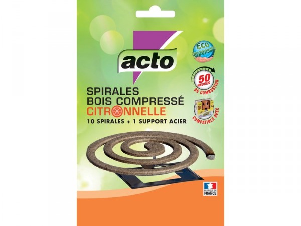 ANTI-MOUSTIQUE ACTO SPIRALE + SUPPORT BOIS LOT 10