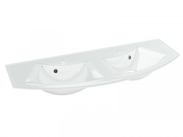 PLAN VASQUE DOUBLE VERRE 131CM IMAGE3 BLANC