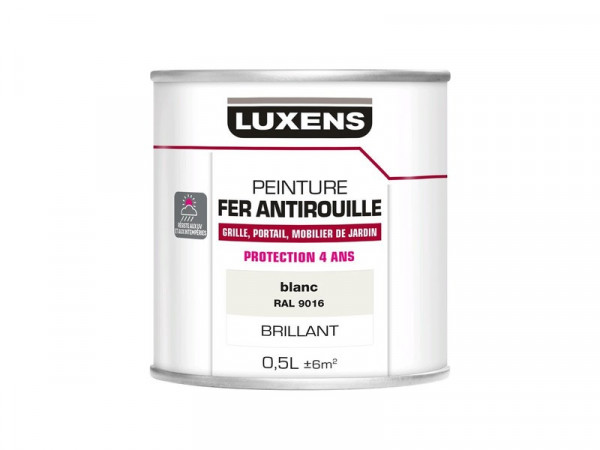 PEINTURE FER BLANC BRILLANT 0,5L LUXENS