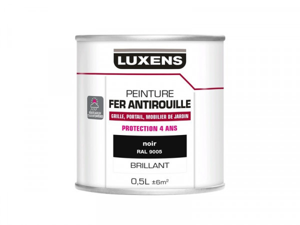 PEINTURE FER NOIR BRILLANT 0,5L LUXENS