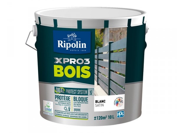PEINTURE BOIS EXTERIEUR/INTERIEUR XPRO3 10L BLANC SATINE