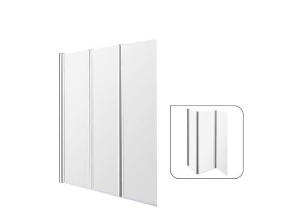 PARE BAIGNOIRE ESSENTIAL 3 VOLET VERRE TRANSPARENT/CHROME H140XL120CM