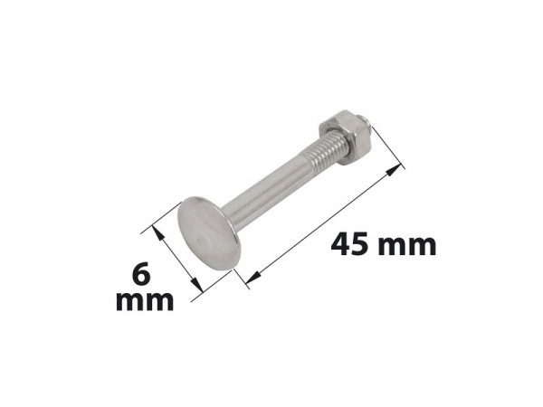 BOULON TETE RONDE COLLET CARRE 6X45 INOX LOT 8