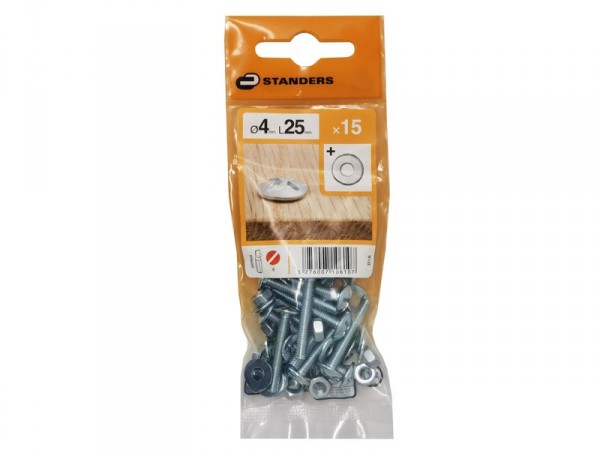 BOULON POELIER TETE FENDUE AZ B18 STANDERS 4X25 X15
