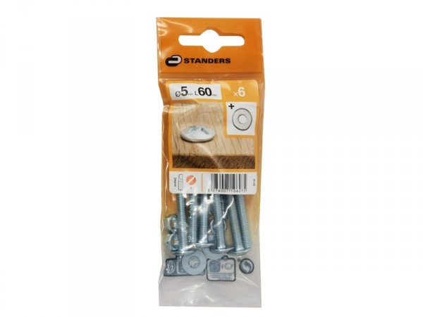 BOULON POELIER TETE FENDUE AZ B18 STANDERS 5X60 X6