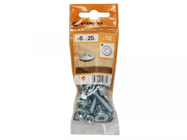 BOULON POELIER TETE FENDUE AZ B18 STANDERS 6X25 X10