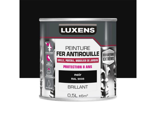 PEINTURE FER EXTERIEUR NOIR BRILLANT 0,5L