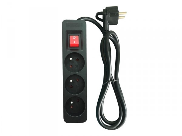 BLOC 3PRISES INTERRUPTEUR 1M NOIR