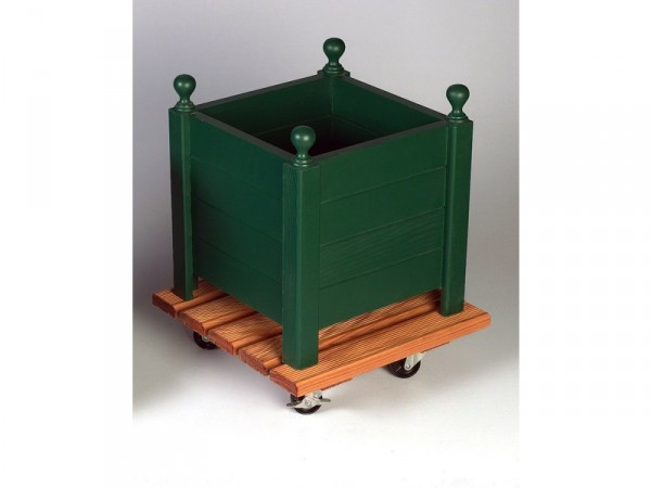 SUPPORT POT AVEC ROULETTE BOIS 40X40