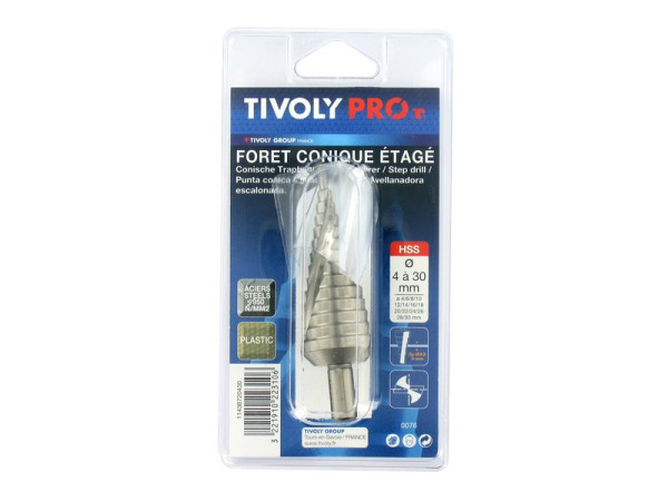 FORET CONIQUE ETAGE AMPLI TROUS HSS D 4 20MM L151MM