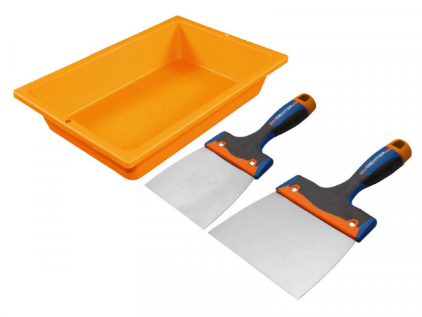 COUTEAU A ENDUIRE DEXTER INOX MANCHE BI-MATIERE 10/16CM LOT 2+AUGETTE