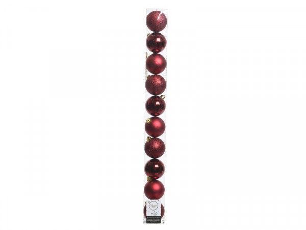 BOULE NOEL POLYSTYRENE D6CM BORDEAUX BRILLANT/MAT/PAILLETTE LOT DE 10