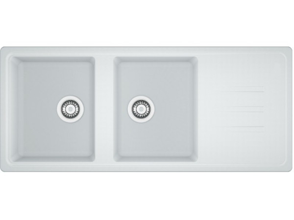 EVIER A ENCASTRER TIMOR 2 BAC+1 EGOUTTOIR L116XP50CM GRANIT+RES BLANC