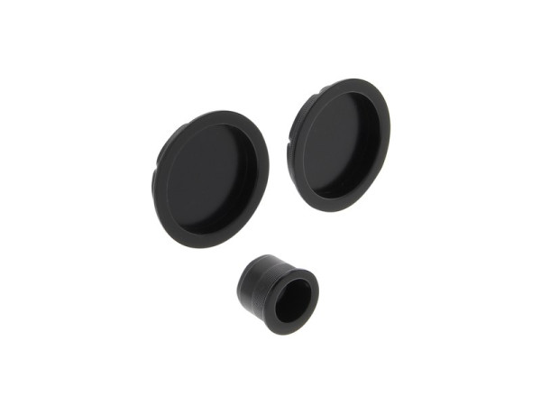 POIGNEE DE PORTE COULISSANTE RONDE ENCASTRE ZAMAK MAT NOIR KIT