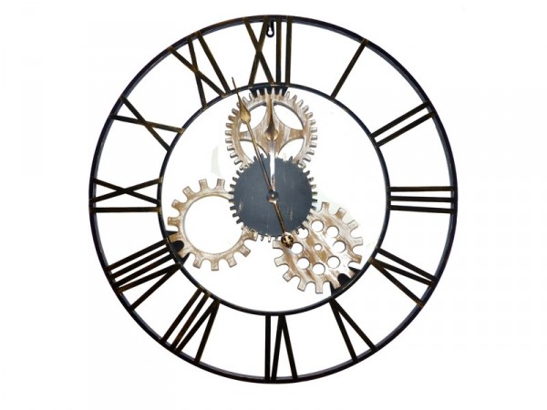 HORLOGE ENGRENAGE METAL DIAMETRE 70 NOIR