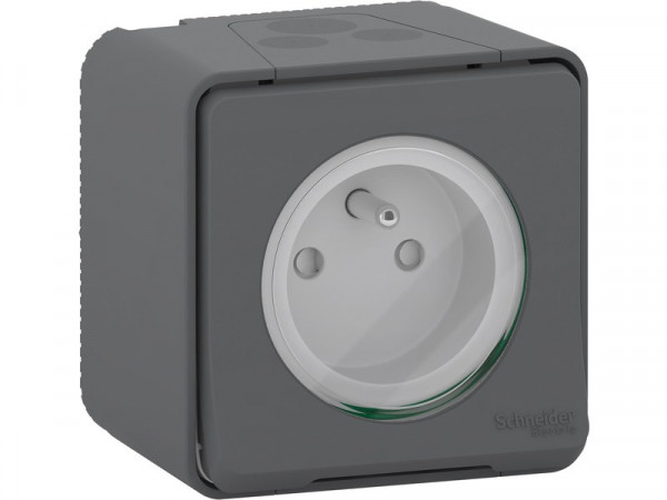 PRISE SAILLIE IP55 ETANCHE MUREVA STYL SCHNEIDER ELECTRIC GRIS LOT DE2